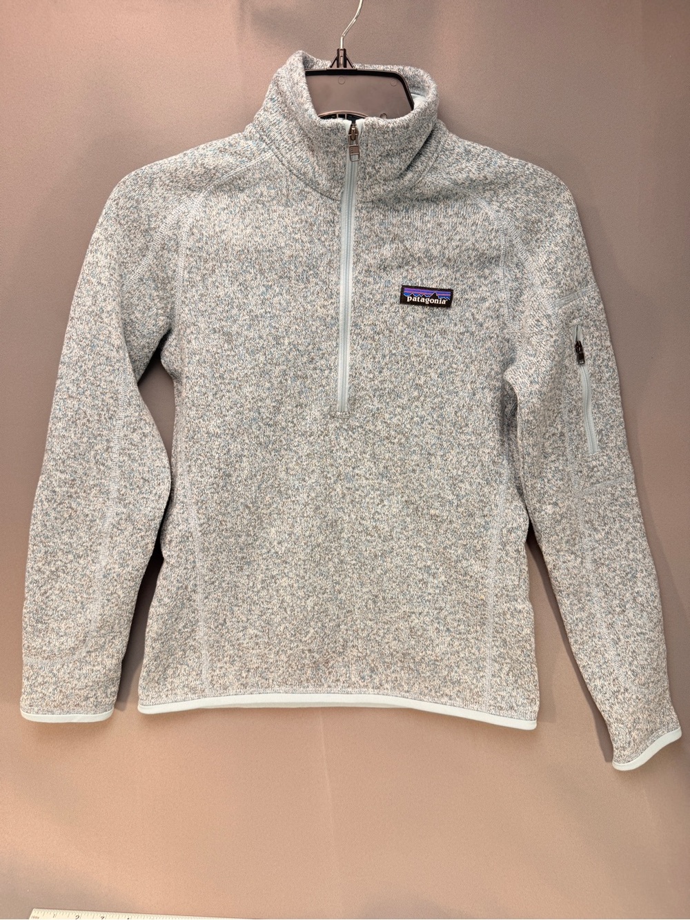 Patagonia Better Sweater 1/4 Zip Fleece Pullover Birch White Gray Worn Wear
